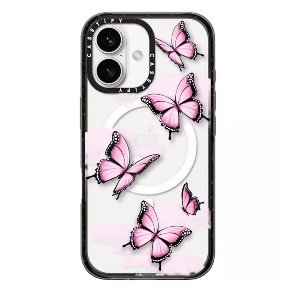 CASETiFY Impact Case with MagSafe for iPhone 16 - Pink Butterfly
